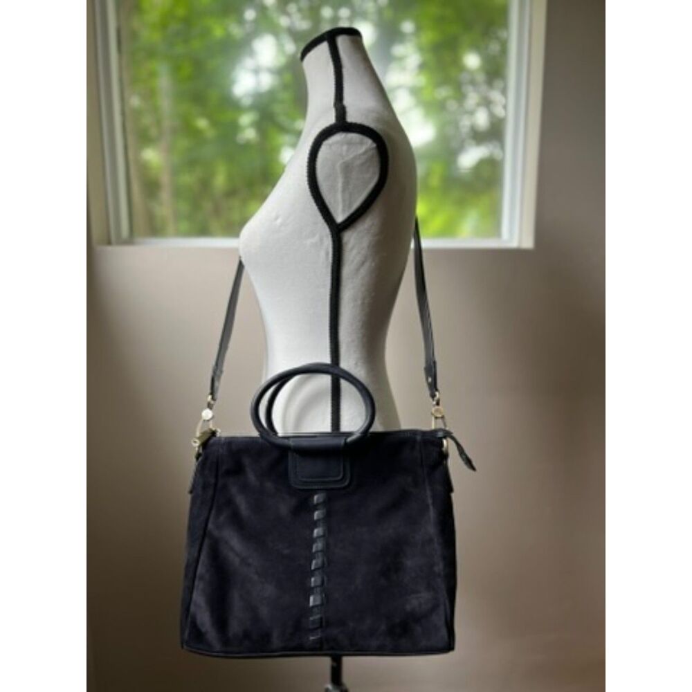 Hobo Sheila Medium Satchel in Navy Suede - Picture 2 of 7
